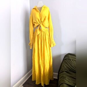 Zara Linen Ramie Maxi Skirt with Tie Top Set